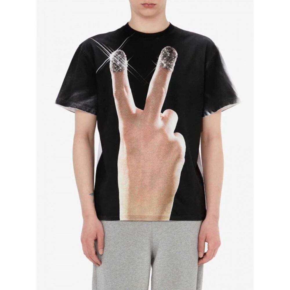 JW ANDERSON X MICHAEL CLARK Mens Shirt Large Black Pullover Crew Peace Tee